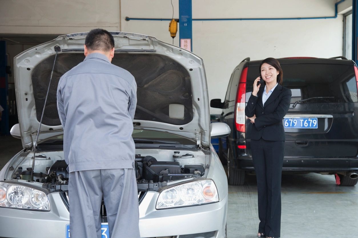 Auto body shop interior view